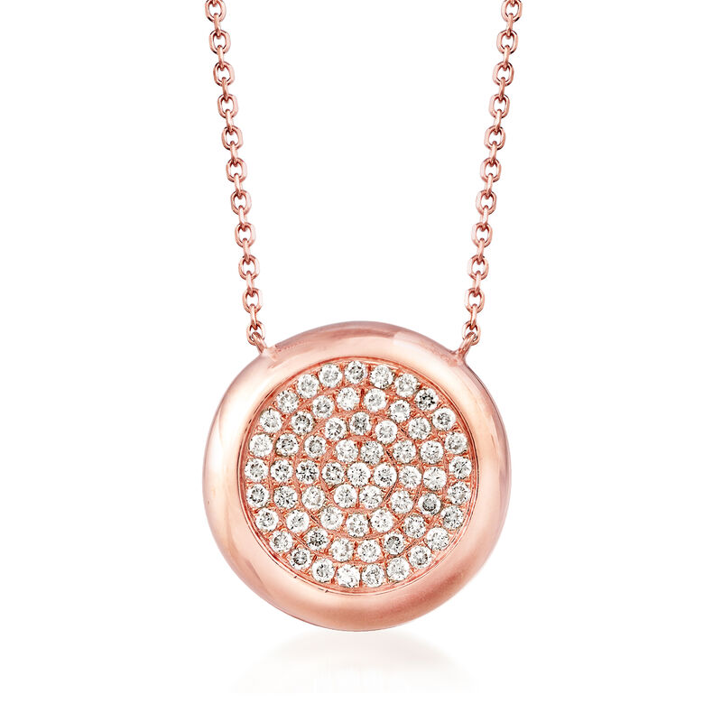 .60 ct. t.w. Pave Diamond Circle Necklace in 14kt Rose Gold. 16&quot; image number 1