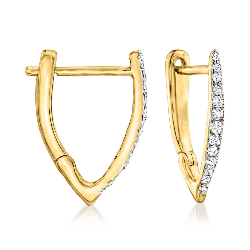 .10 ct. t.w. Diamond Huggie Hoop Earrings in 18kt Gold Over Sterling. 1/2&quot; image number 0