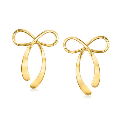 14kt Yellow Gold Ribbon Earrings