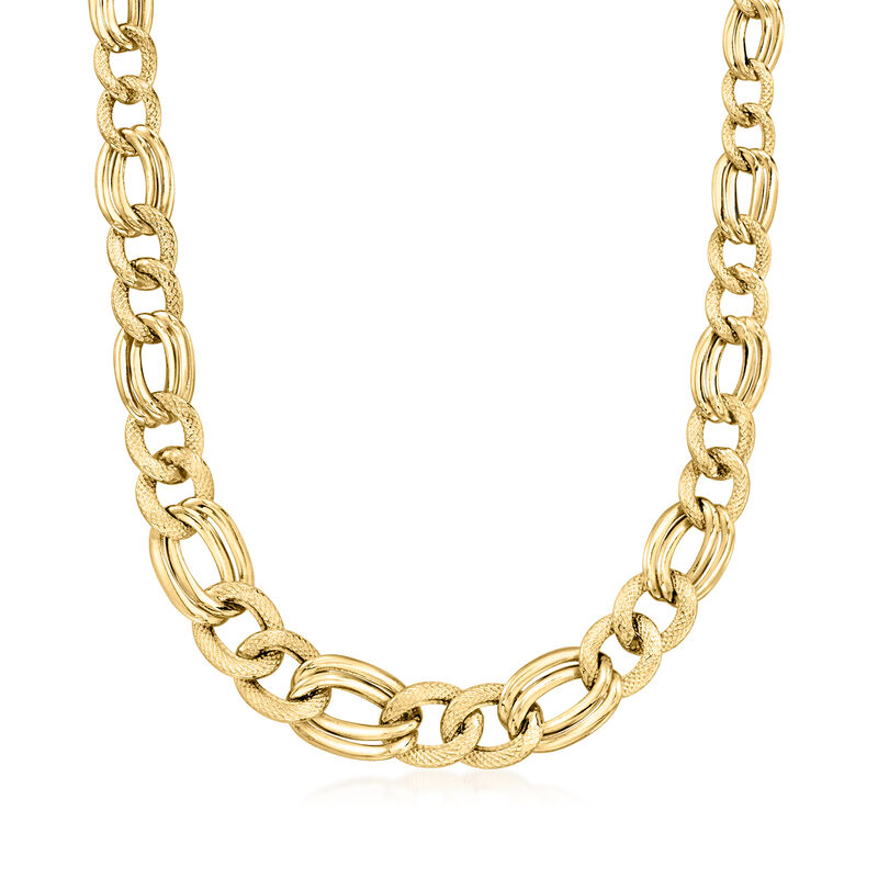 8-12mm 10kt Yellow Gold Graduated Figaro-Link Necklace image number 0