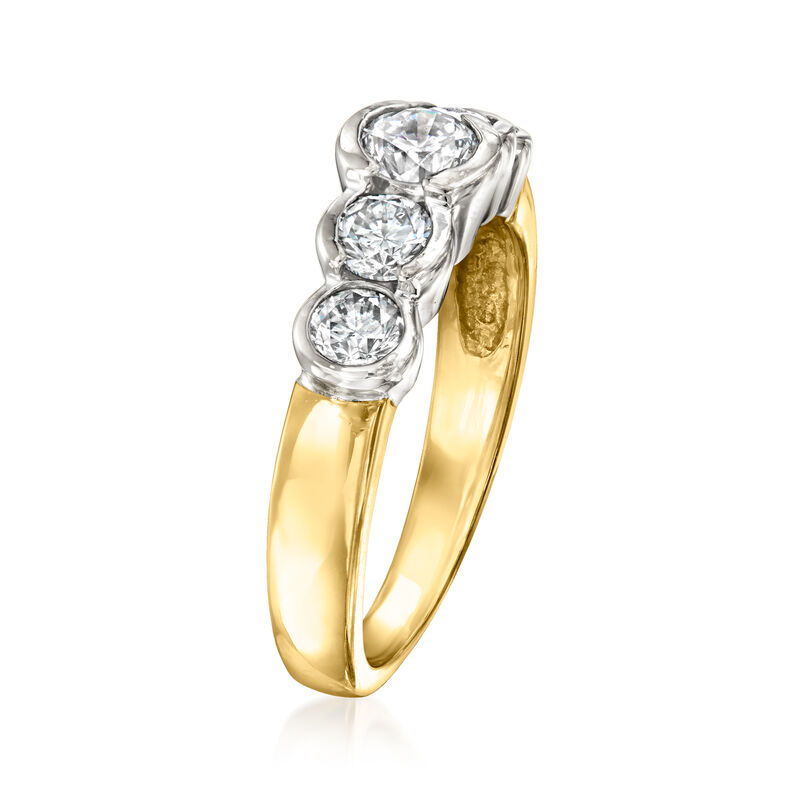 C. 1980 Vintage .95 ct. t.w. Diamond Five-Stone Ring in 18kt Two-Tone Gold image number 2