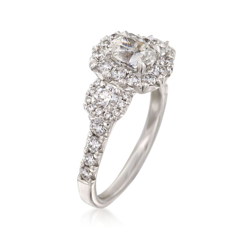 Henri Daussi 2.12 ct. t.w. Diamond Three-Stone Engagement Ring in 18kt White Gold image number 2