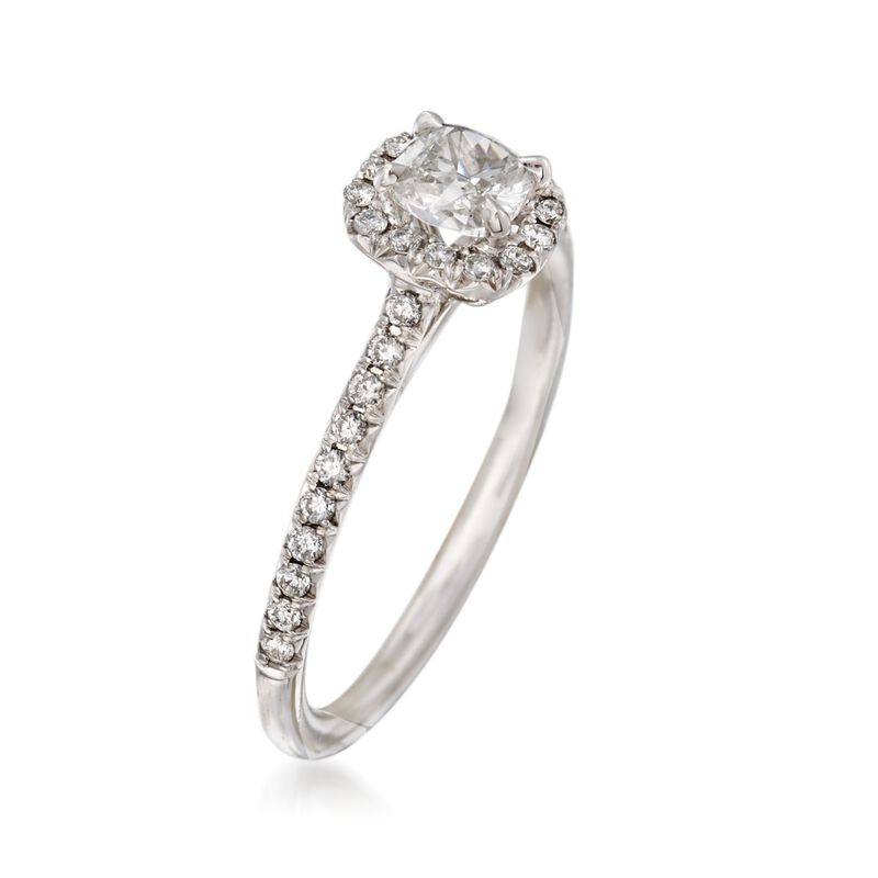 Henri Daussi .68 ct. t.w.  Diamond Engagement Ring in 18kt White Gold image number 2