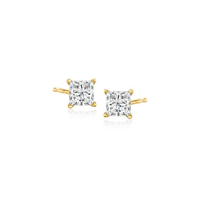 .50 ct. t.w. Princess-Cut Lab-Grown Diamond Stud Earrings in 14kt Yellow Gold