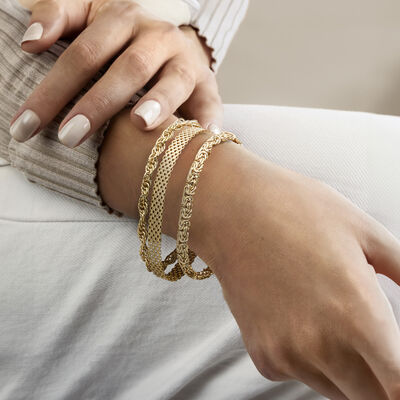 18kt Gold Over Sterling Jewelry Set: Three Link Bracelets