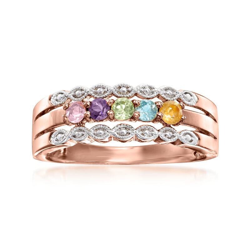 Personalized Ring in 14kt Gold - 3 to 7 Birthstones image number 3