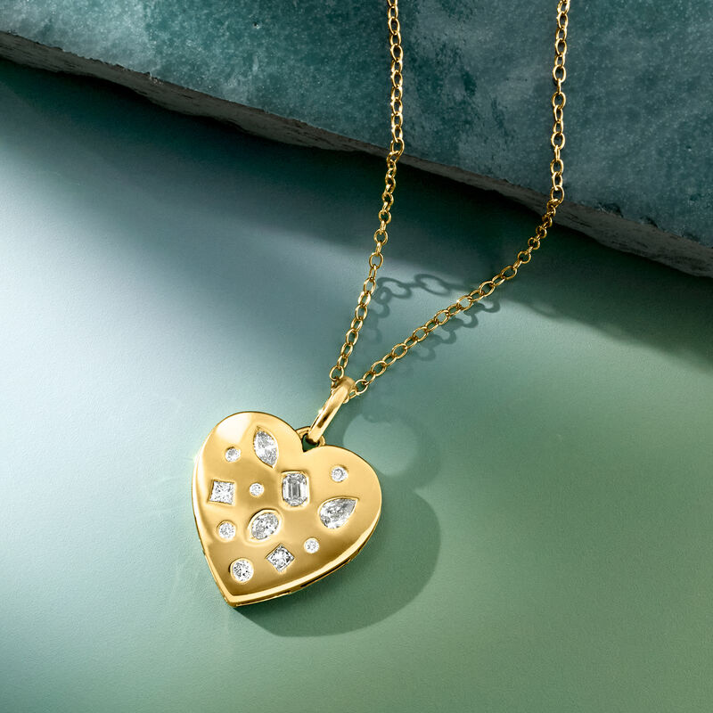 .50 ct. t.w. Lab-Grown Diamond Heart Pendant Necklace in 18kt Gold Over Sterling image number 2