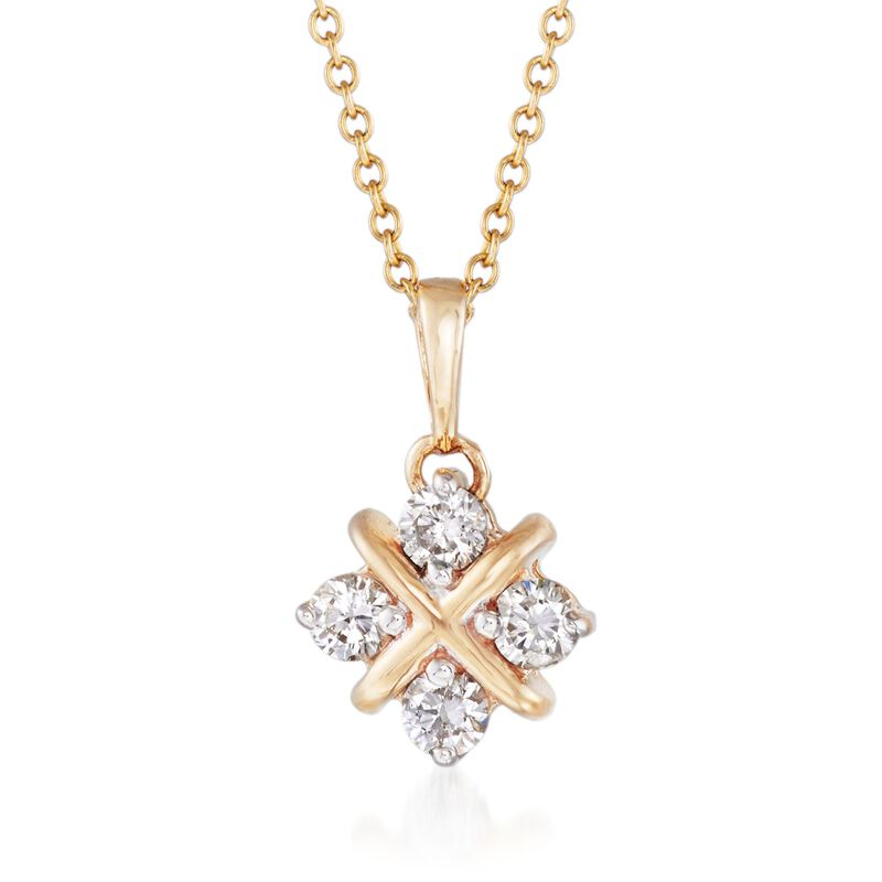 .40 ct. t.w. Diamond Square Pendant Necklace in 14kt Yellow Gold. 18&quot; image number 1