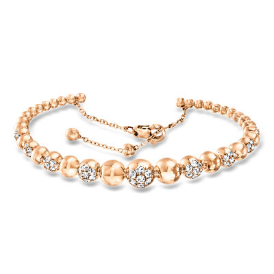 C. 1990 Vintage 1.40 ct. t.w. Diamond Bead Bangle Bracelet in 18kt Rose Gold
