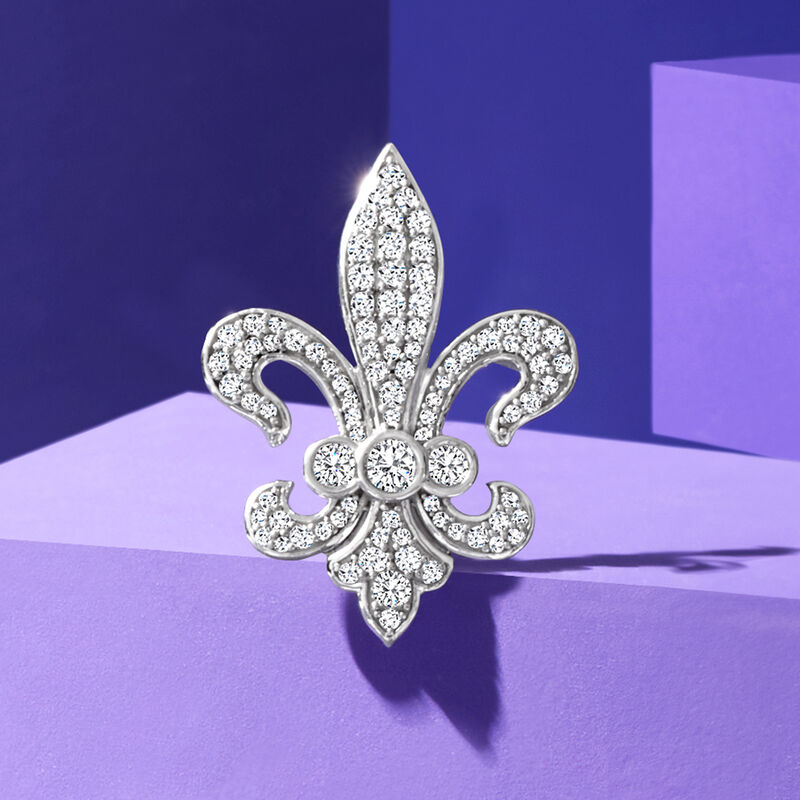 1.00 ct. t.w. Diamond Fleur-De-Lis Pin in Sterling Silver image number 4