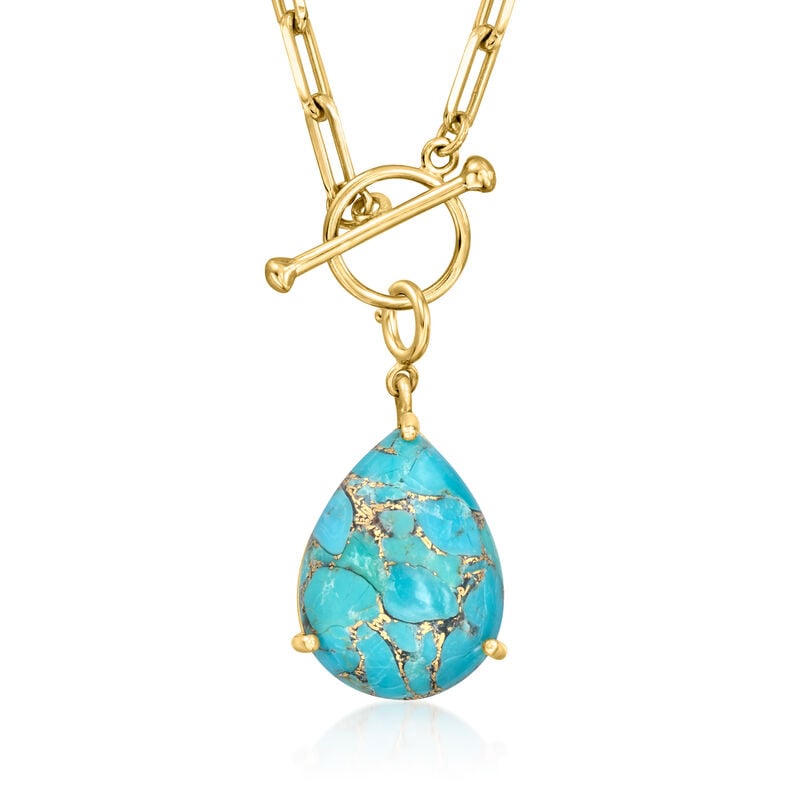Pear-Shaped Turquoise Charm in 18kt Gold Over Sterling image number 2