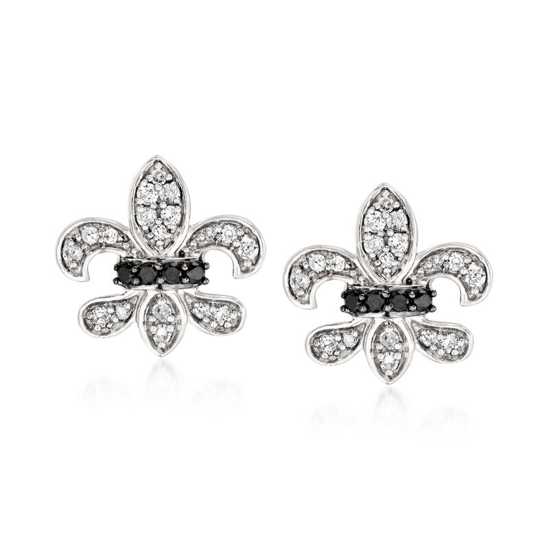 .25 ct. t.w. Black and White Diamond Fleur-De-Lis Earrings in Sterling Silver image number 0