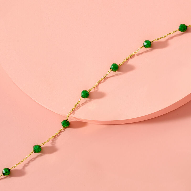 1.60 ct. t.w. Emerald Bead Station Bracelet in 14kt Yellow Gold image number 2