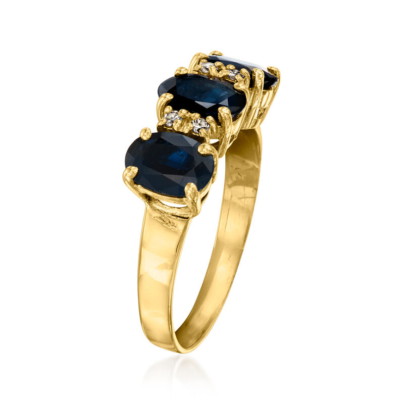 C. 1980 Vintage 2.50 ct. t.w. Sapphire Ring with Diamonds in 14kt Yellow Gold. Size 7 image number 2