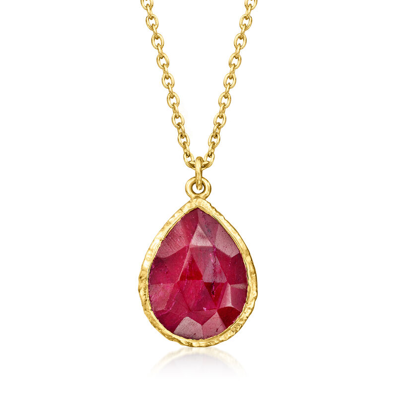 7.50 Carat Ruby Necklace in 18kt Gold Over Sterling. 18&quot; image number 1