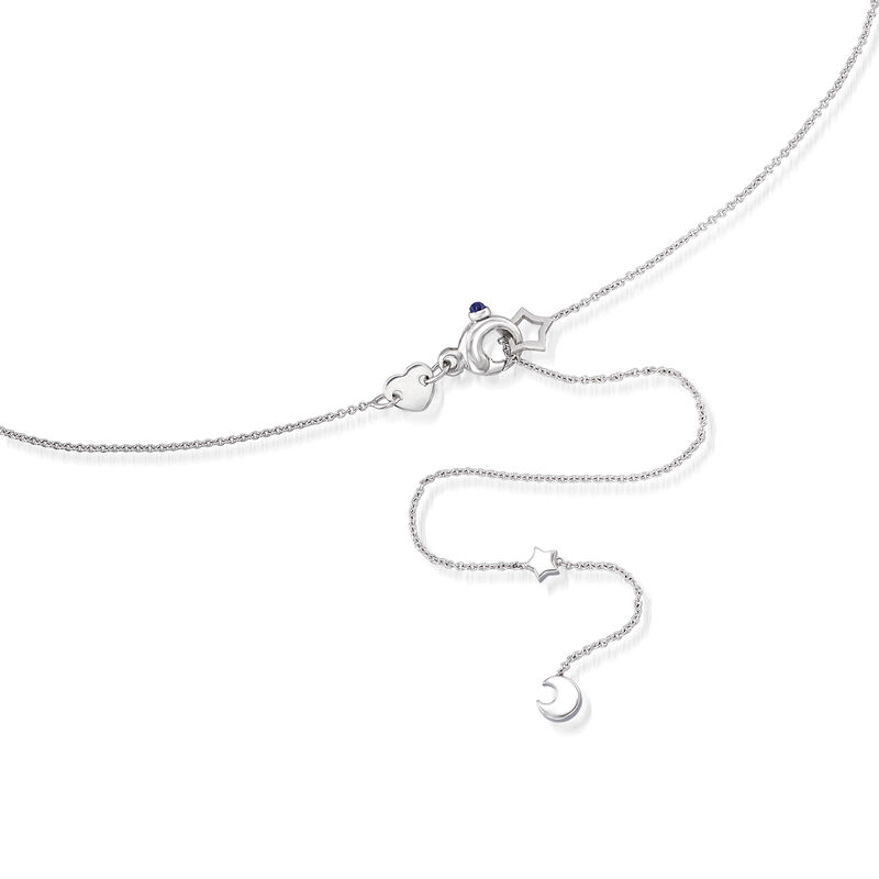 C. 2000 Vintage Pasquale Bruni .52 ct. t.w. Diamond Star Drop Necklace with Sapphire Accent in 18kt White Gold. 21&quot; image number 2