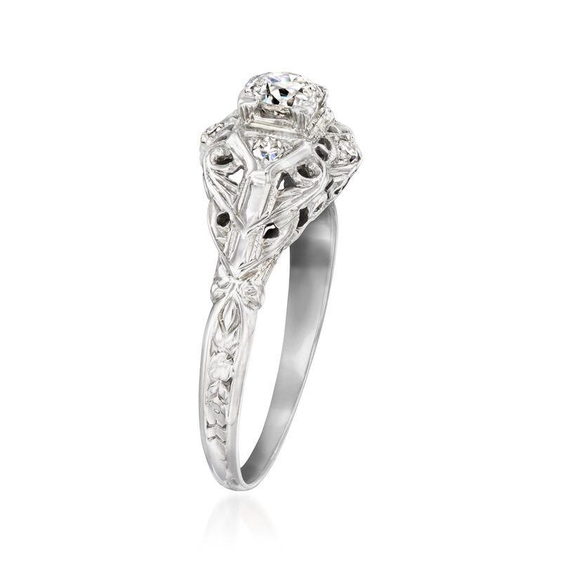 C. 1940 Vintage .45 ct. t.w. Diamond Filigree Ring in 18kt White Gold image number 2