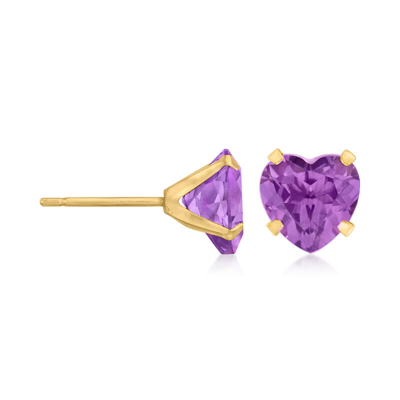 3.20 ct. t.w. Amethyst Heart Martini Stud Earrings in 14kt Yellow Gold image number 2
