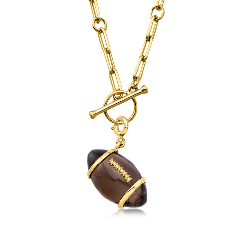 20.00 Carat Smoky Quartz Football Charm in 18kt Gold Over Sterling image number 2