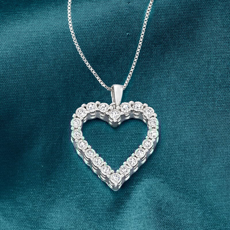 .30 ct. t.w. Diamond Heart Pendant Necklace in Sterling Silver image number 2
