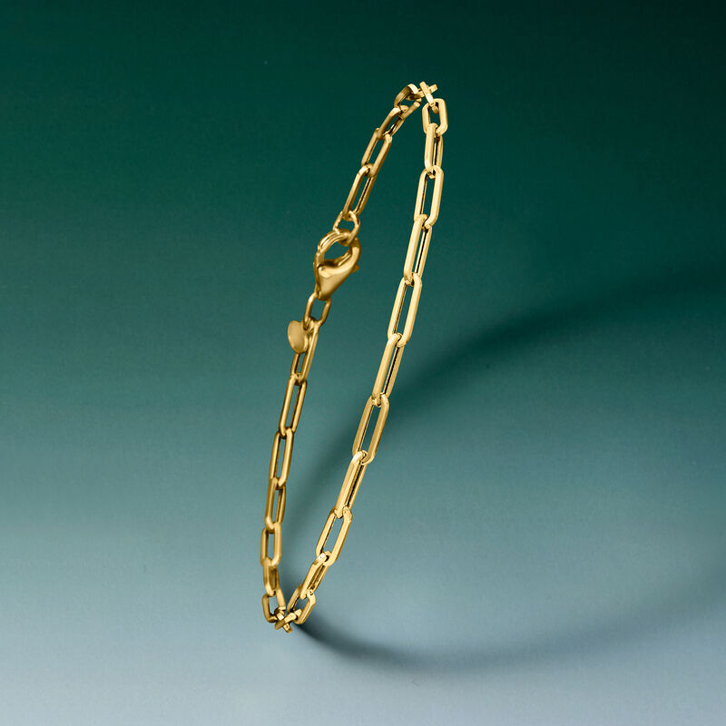 Italian 14kt Yellow Gold Paper Clip Link Bracelet image number 2