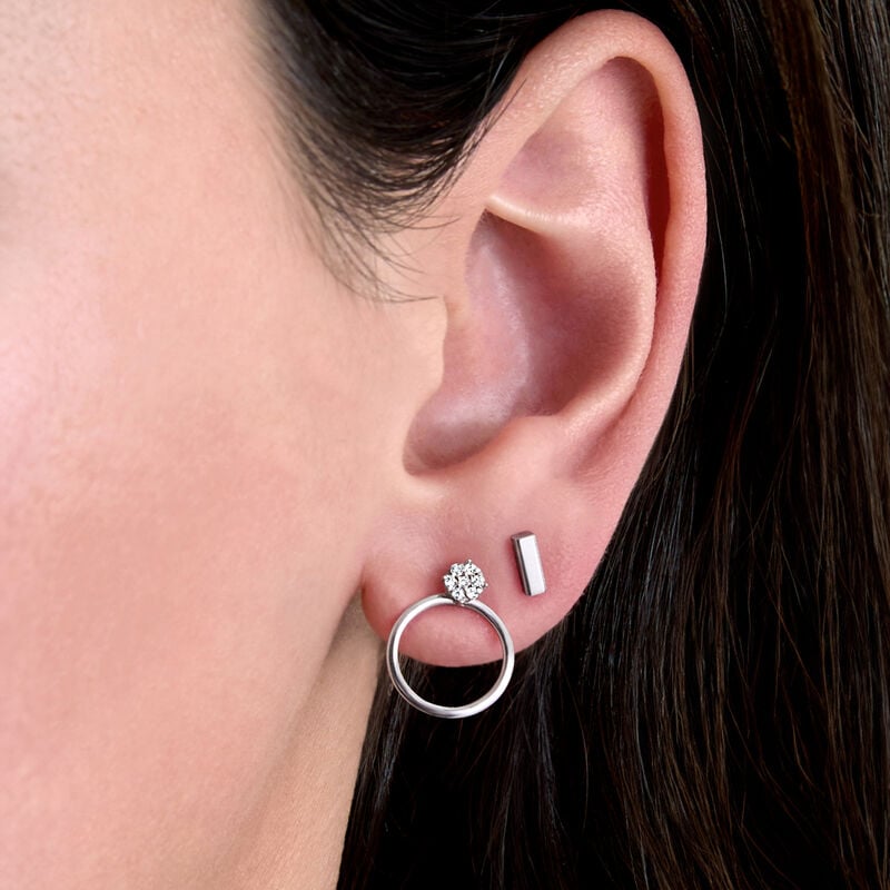 "The Glam" 8-pc. Earring Set with .10 ct. t.w. Diamonds in Sterling Silver image number 4