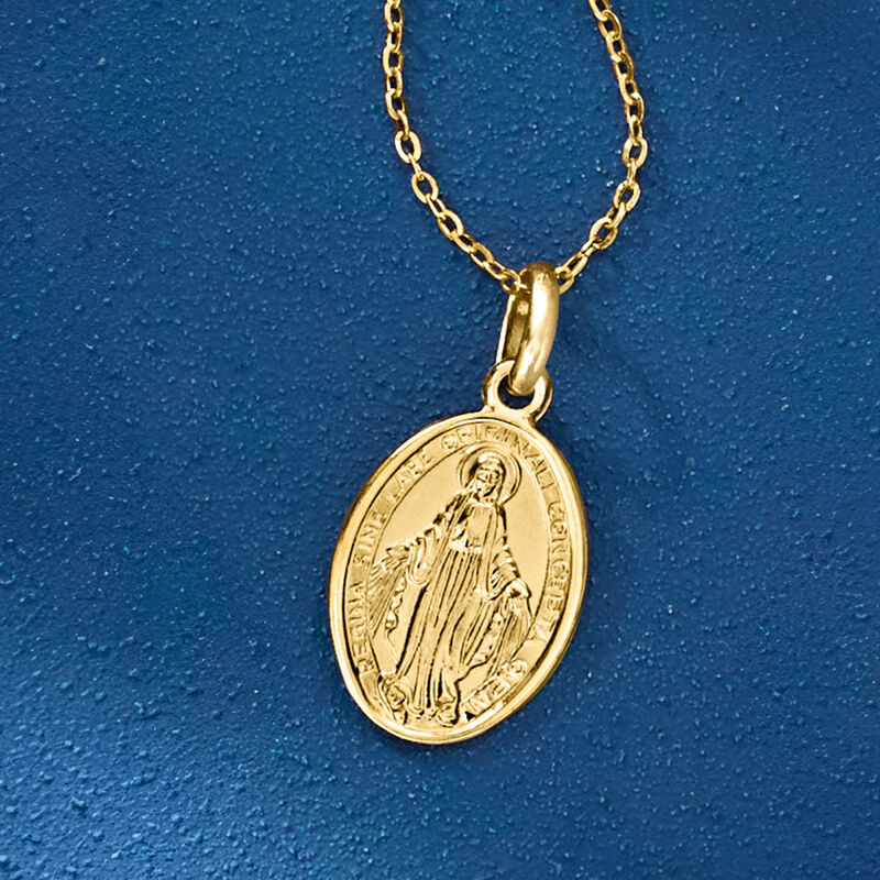 Italian 18kt Yellow Gold Miraculous Medal Pendant image number 4