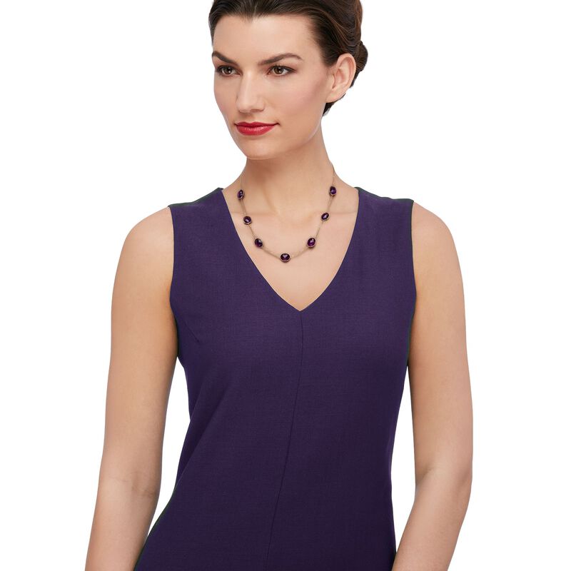 28.00 ct. t.w. Amethyst Station Necklace in 14kt Yellow Gold image number 1