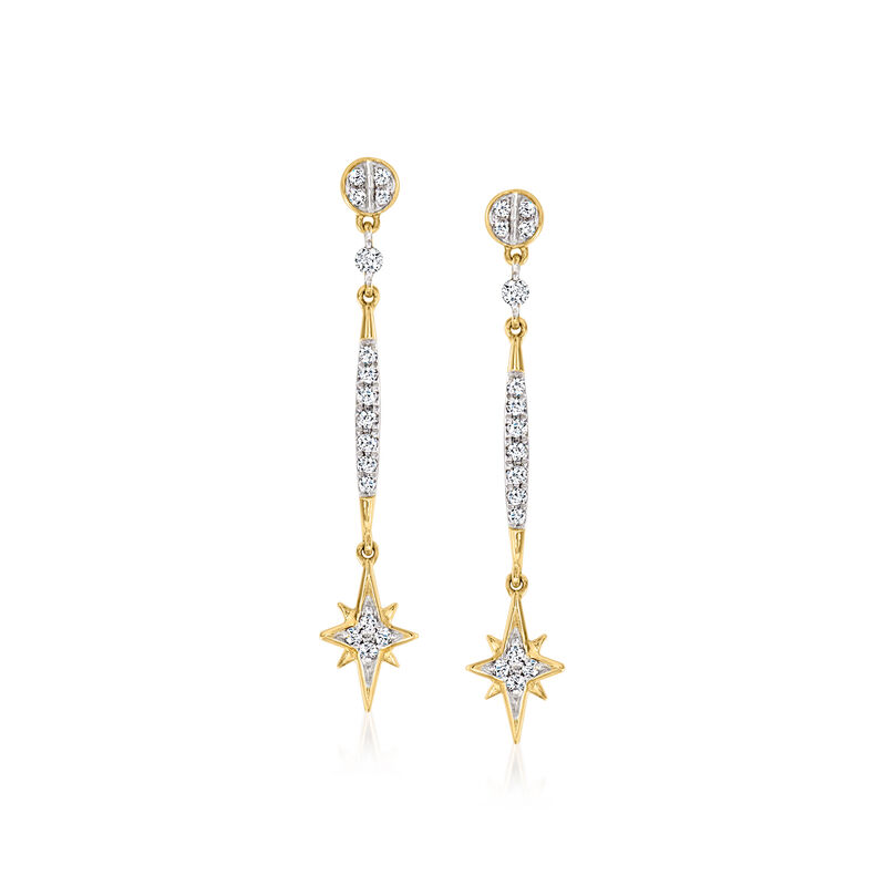 .20 ct. t.w. Diamond Star Drop Earrings in 14kt Yellow Gold image number 0
