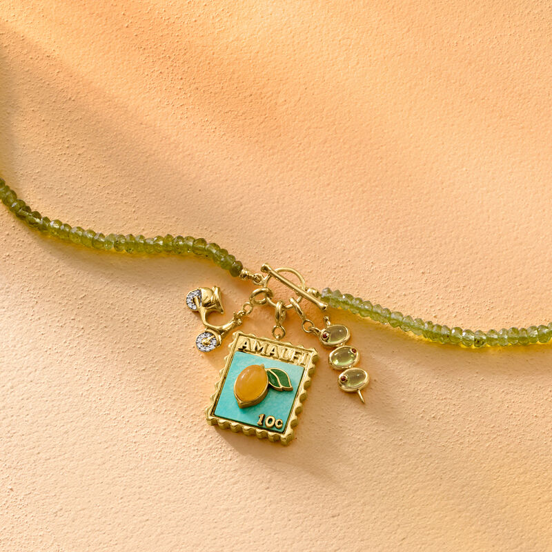 3.5-4mm Peridot Bead Charm-Compatible Toggle Necklace in 18kt Gold Over Sterling image number 5