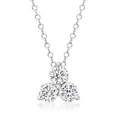 1.00 ct. t.w. Lab-Grown Diamond Three-Stone Pendant Necklace in Sterling Silver