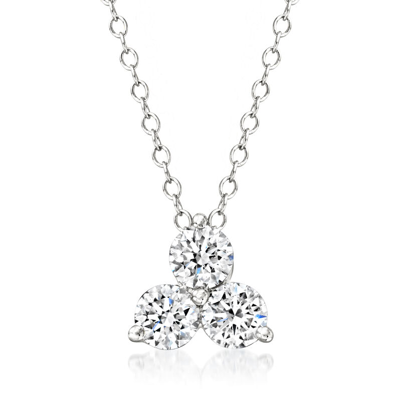 1.00 ct. t.w. Lab-Grown Diamond Three-Stone Pendant Necklace in Sterling Silver image number 0