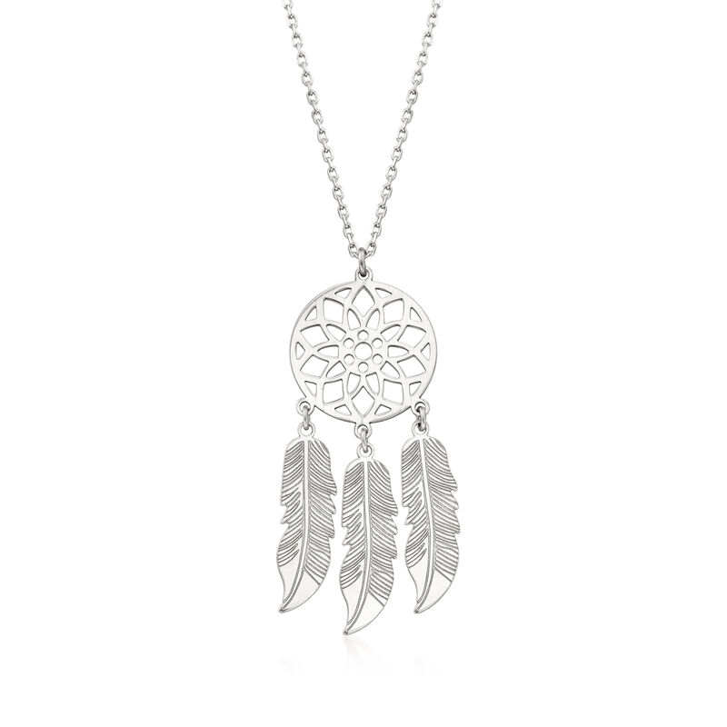 Italian Sterling Silver Dreamcatcher Necklace  image number 0
