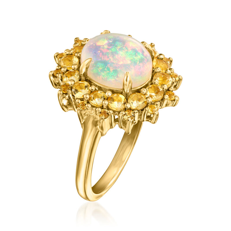 Opal and 1.00 ct. t.w. Citrine Ring in 18kt Gold Over Sterling image number 2