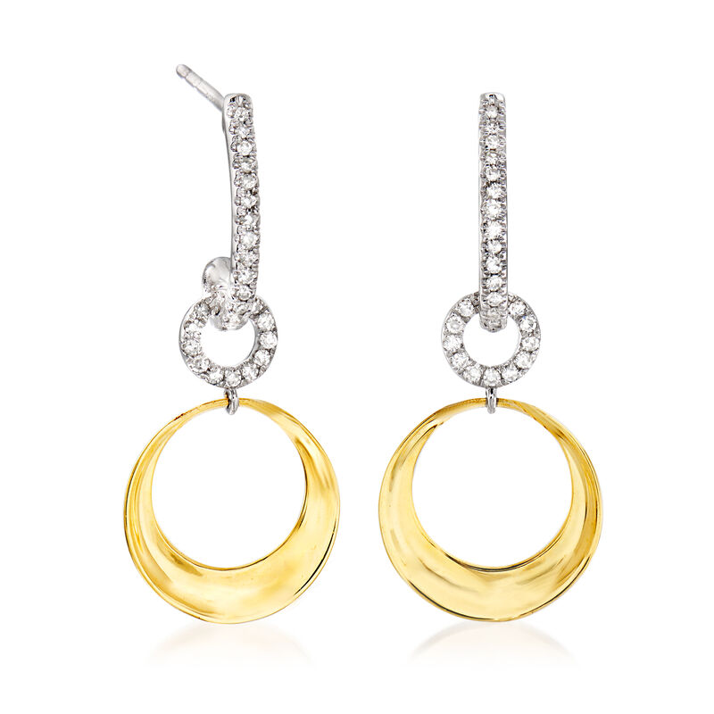 .15 ct. t.w. Diamond Circle Drop Earrings in 14kt Two-Tone Gold image number 2