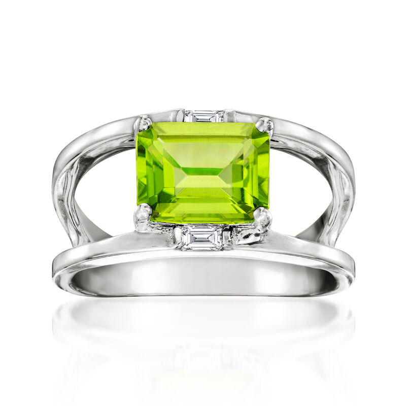 2.30 Carat Peridot Open-Space Ring with White Topaz in Sterling Silver image number 0