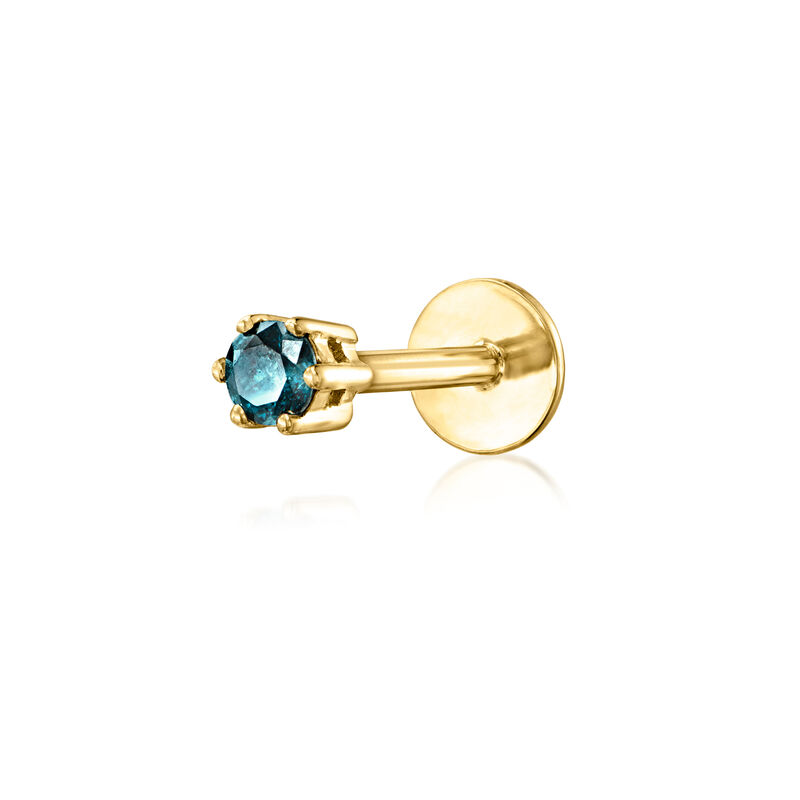 Blue Diamond Single Flat-Back Stud Earring in 14kt Yellow Gold  image number 0