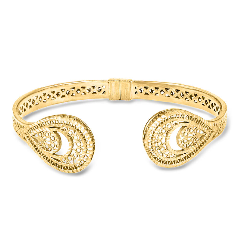 18kt Gold Over Sterling Filigree Cuff Bracelet. 7" image number 0