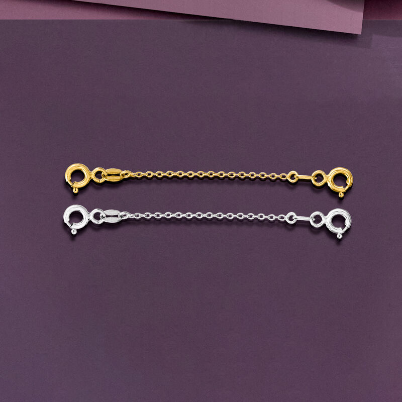 Sterling Silver and 18kt Gold Over Sterling Accessory Set: Two 2&quot; Safety Chains image number 2