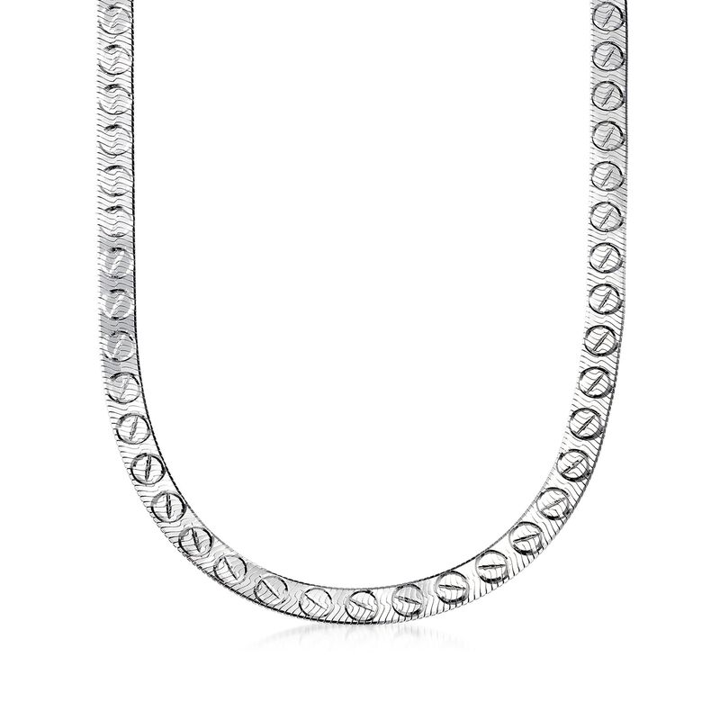 Italian Sterling Silver Reversible Herringbone Necklace  image number 3