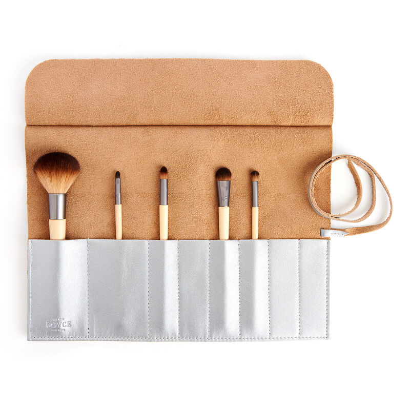 Royce Silver Leather Makeup Brush Roll image number 0