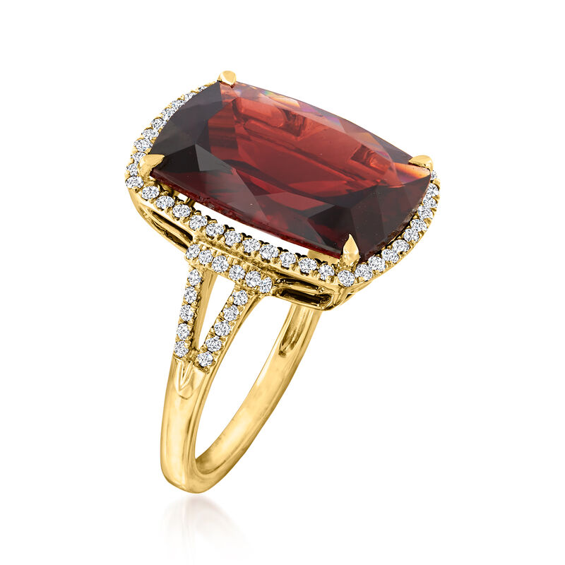13.00 Carat Garnet and .40 ct. t.w. Diamond Ring in 14kt Yellow Gold image number 2