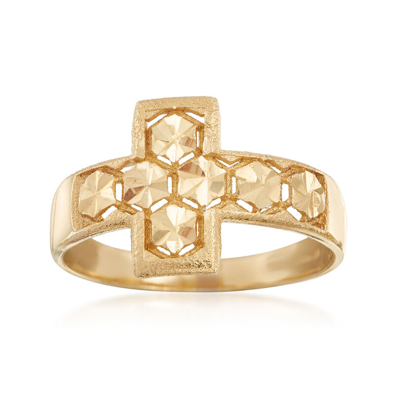 Italian 18kt Yellow Gold Cross Ring image number 0