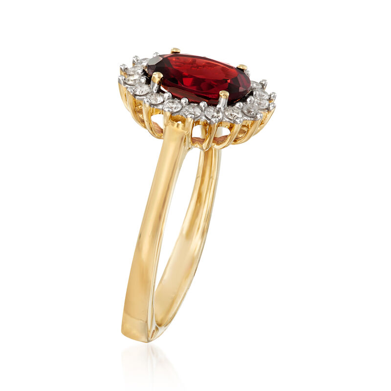 2.10 Carat Garnet and .25 ct. t.w. Diamond Ring in 14kt Yellow Gold image number 2