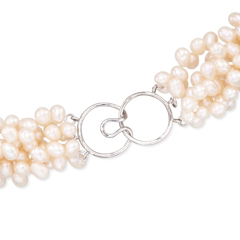 5-6mm Cultured Pearl Torsade Necklace with Sterling Silver image number 2