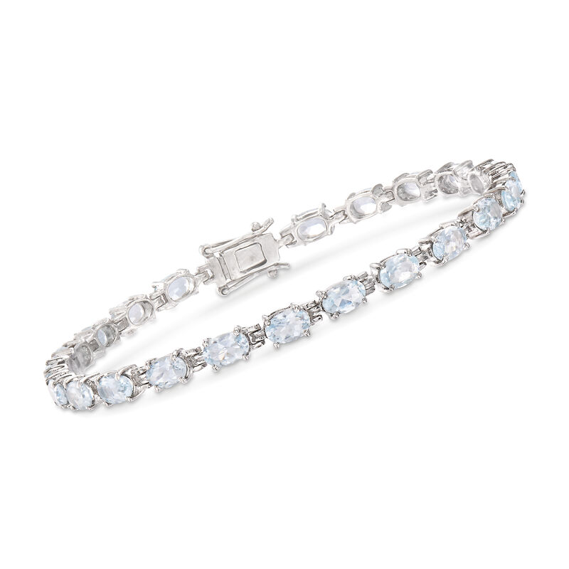 8.25 ct. t.w. Aquamarine Bracelet in Sterling Silver. 7.5&quot; image number 0