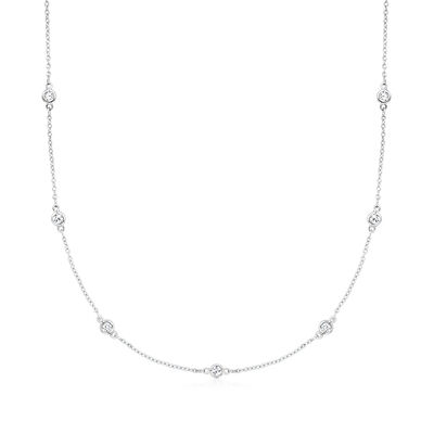 1.00 ct. t.w. Moissanite Station Necklace in Sterling Silver