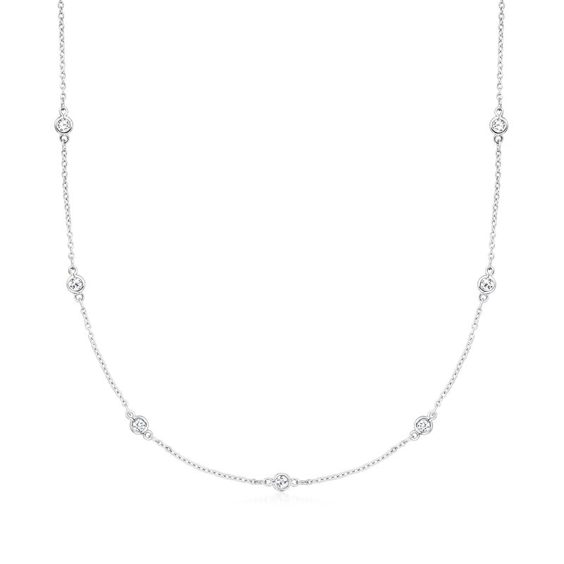 1.00 ct. t.w. Moissanite Station Necklace in Sterling Silver image number 0