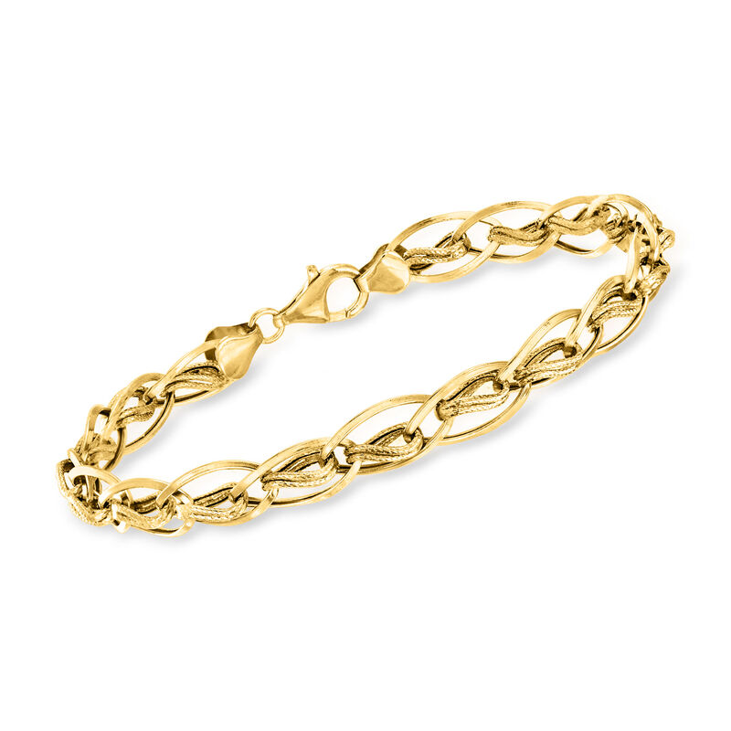 14kt Yellow Gold Oval and Double-Twisted Link Bracelet image number 0