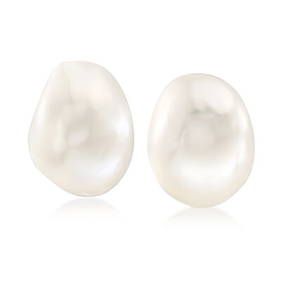 12-13mm Cultured Baroque Pearl Earrings in 14kt Yellow Gold